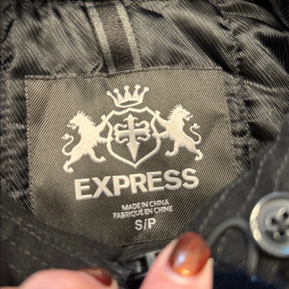 Express Men’s Wool Blend Winter Bomber Jacket Sz Small w/ Detachable Collar EUC
